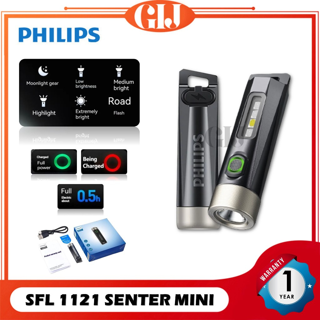 Philips Lampu Senter LED SFL1121 / Senter Mini LED Flashlight Super Terang