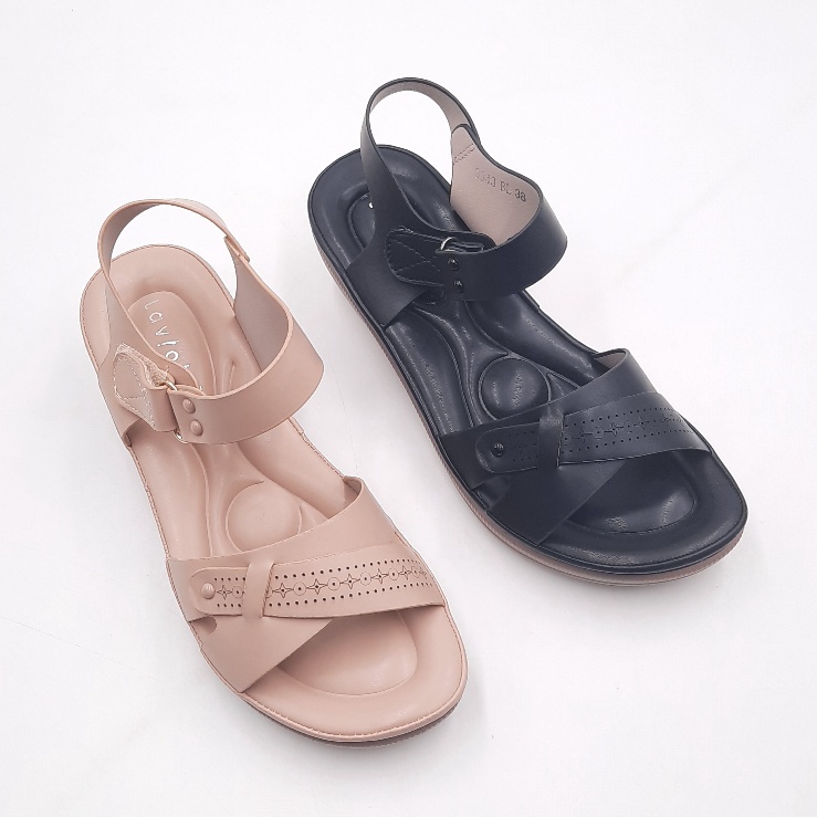 Terbaik Laviola Shoes  Wedges Sendal Wanita  3943 WSK