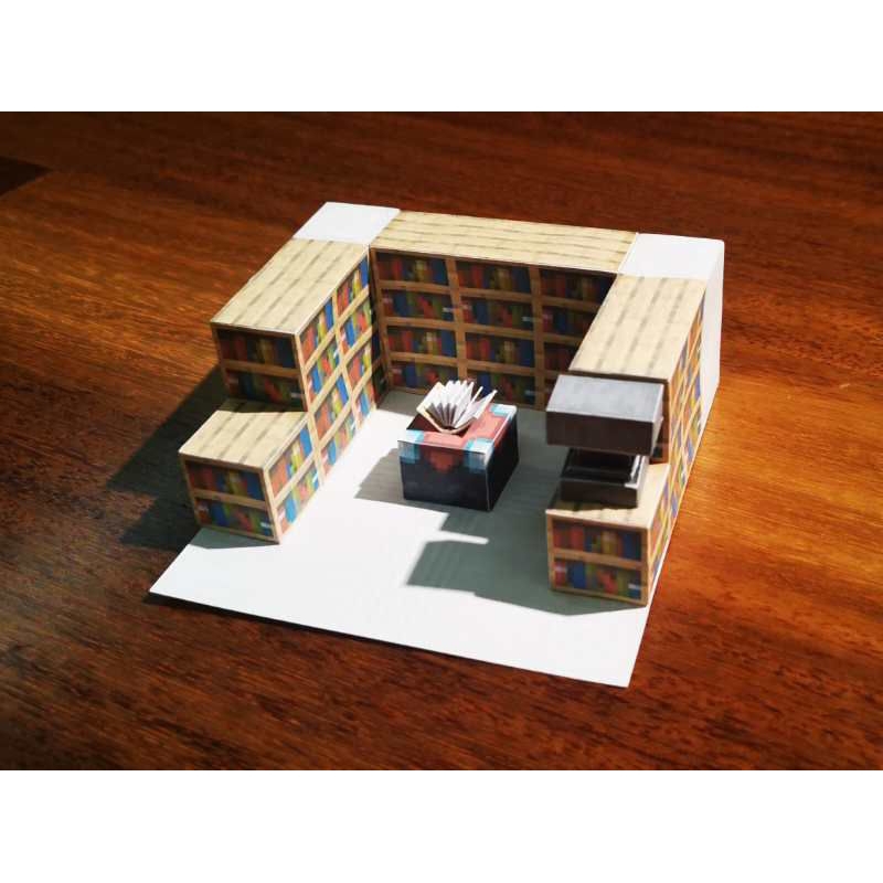 Lembaran pola papercraft perpustakaan minecraft (PP-A22)