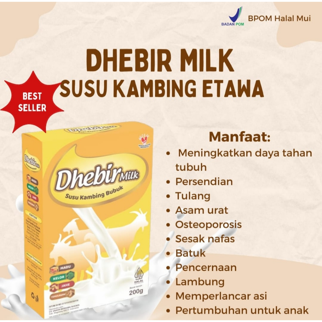 

Dhebir Milk Susu Kambing Etawa Untuk Nyeri Tulang Sendi dan Sesak 1 Box