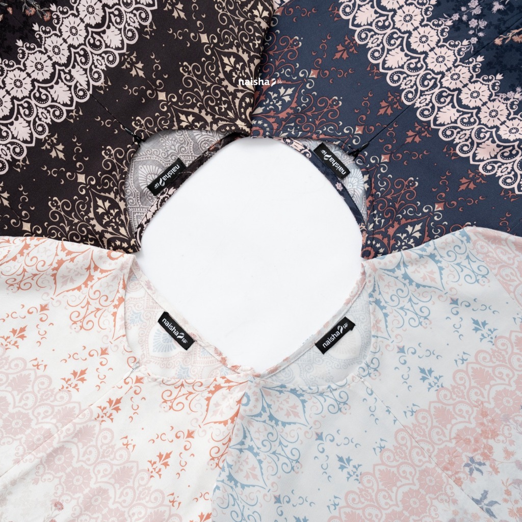 Naisha Official - Naisha Lite Alika Dress | Dress Motif Floral Etnic | Gamis Rayon Motif-3