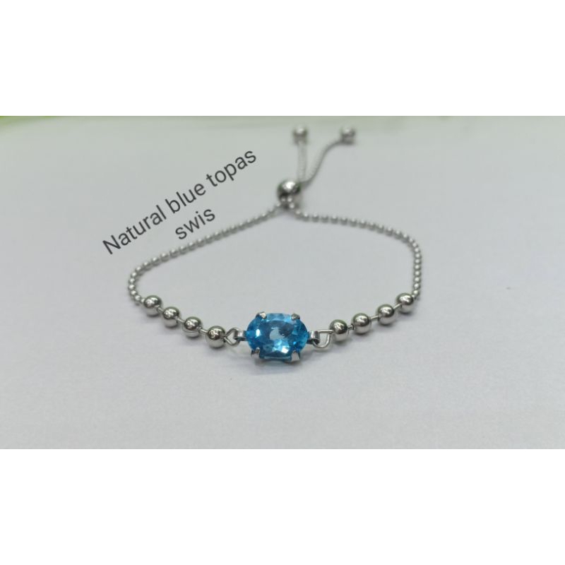 gelang batu blue topas Londen natural