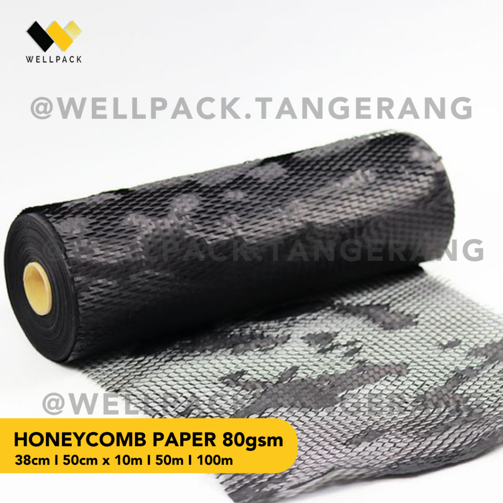 

Honeycomb Paper Black / Wrap Kertas (Hexa) - Eco Friendly - Pengganti Bubble Wrap