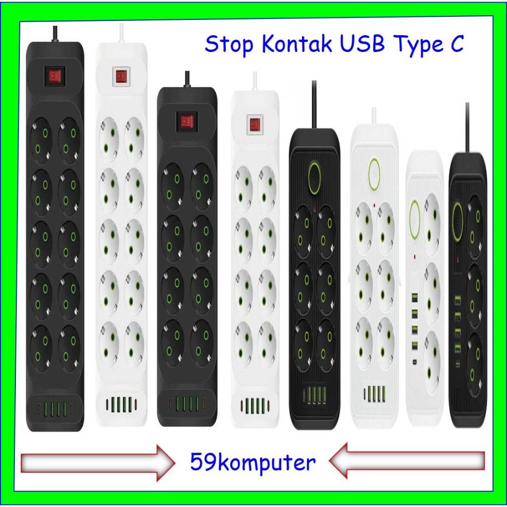 Stop Kontak Kabel USB Fast Charging Multifungsi Serbaguna Stop Kontak Multifungsi Kabel Panjang 1,85