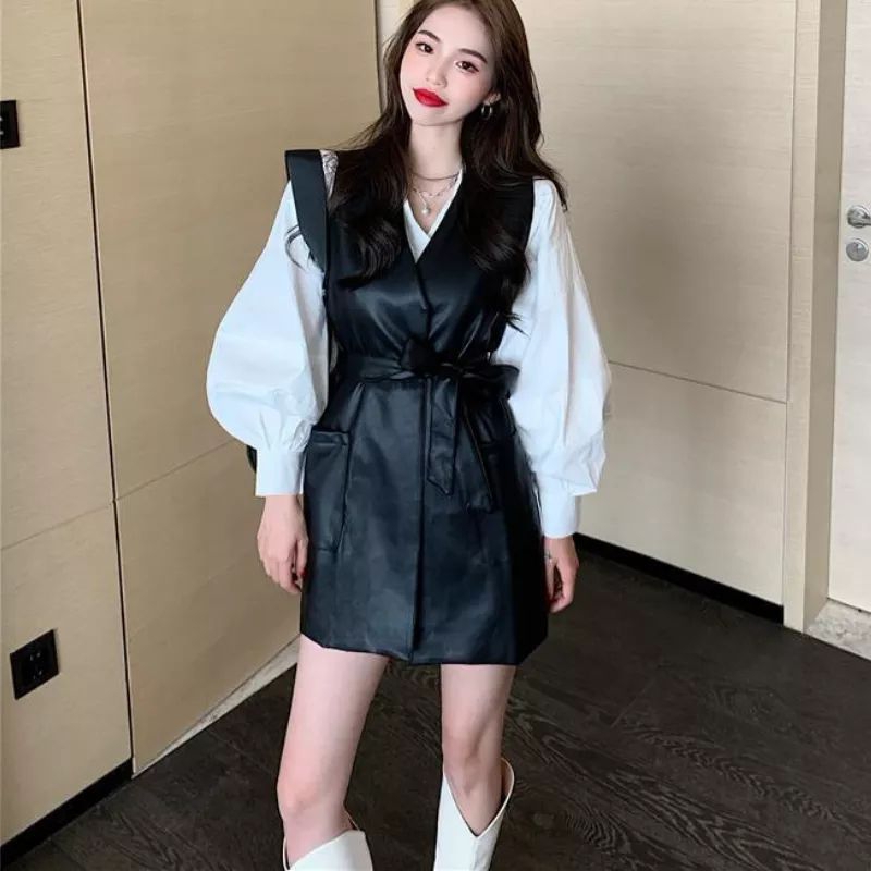 jaket wanita / long Coat / jaket kulit wanita tanpa lengan