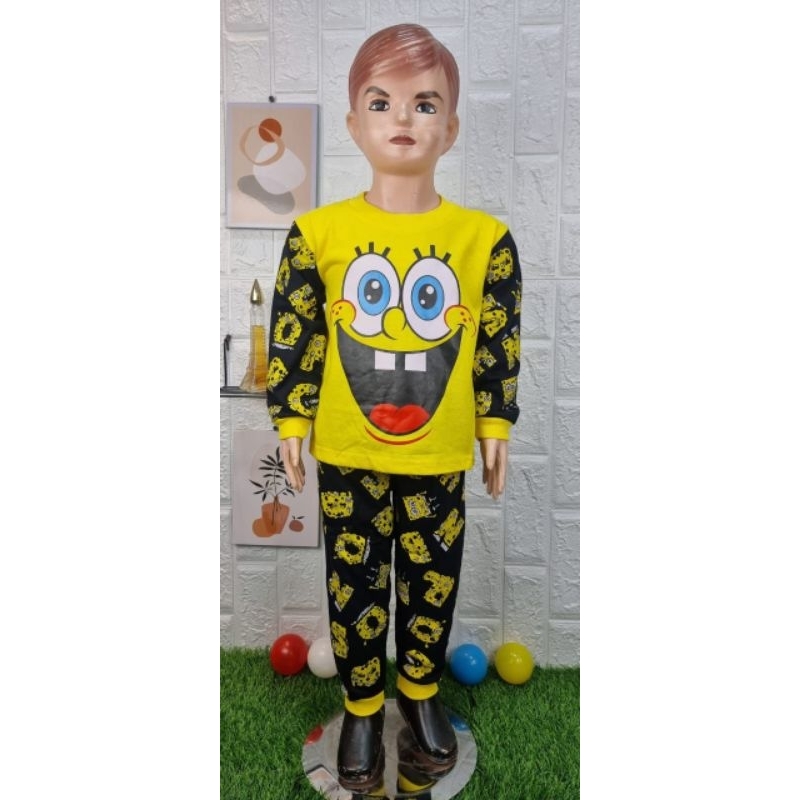 SETELAN ANAK LAKI SPONGEBOB PANJANG DAN PENDEK