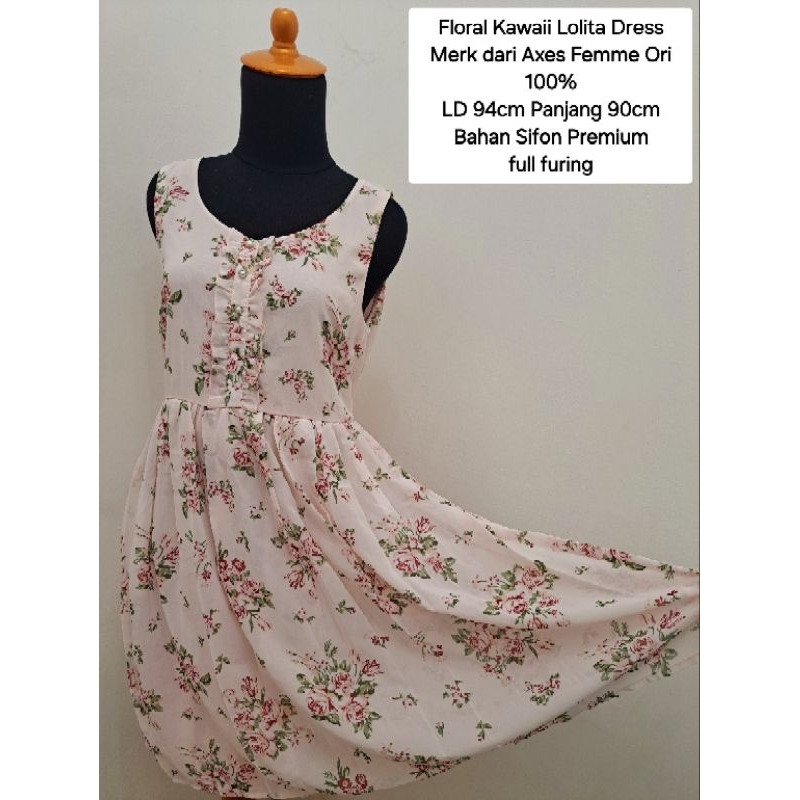 Floral Kawaii Lolita Dress Merk dari Axes Femme Ori 100%