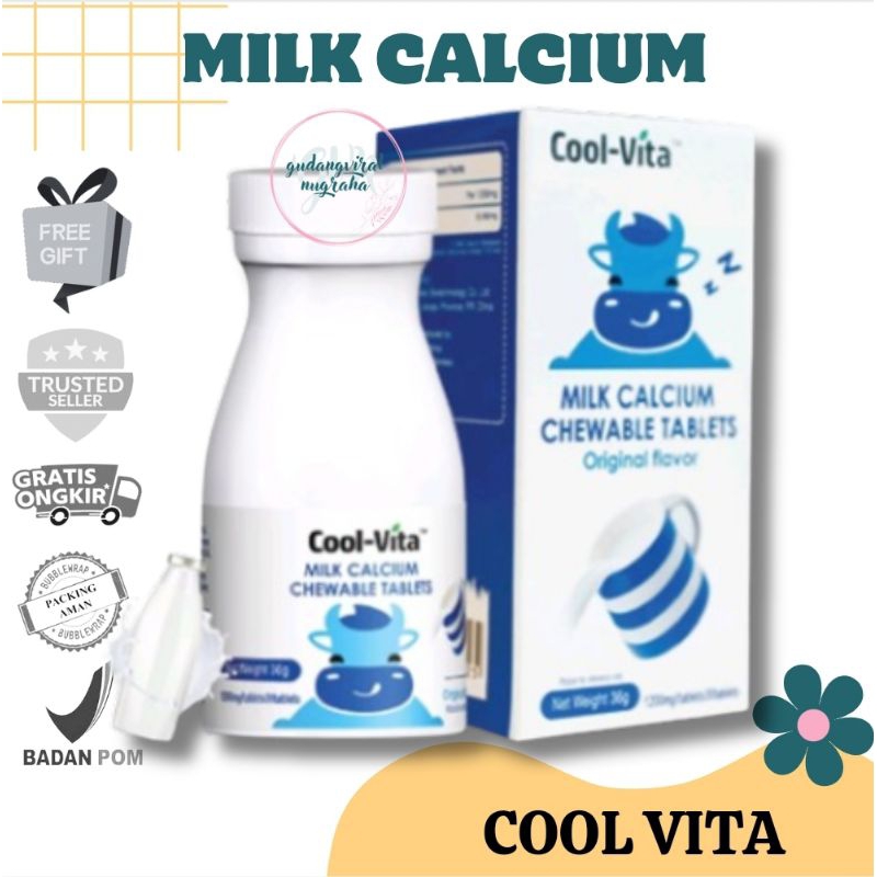 ~GVN~ COOLVITA MILK CALCIUM CHEWABLE KUNYAH RASA ORIGINAL FLAVOR ISI 30 TABLETS PENINGGI BADAN