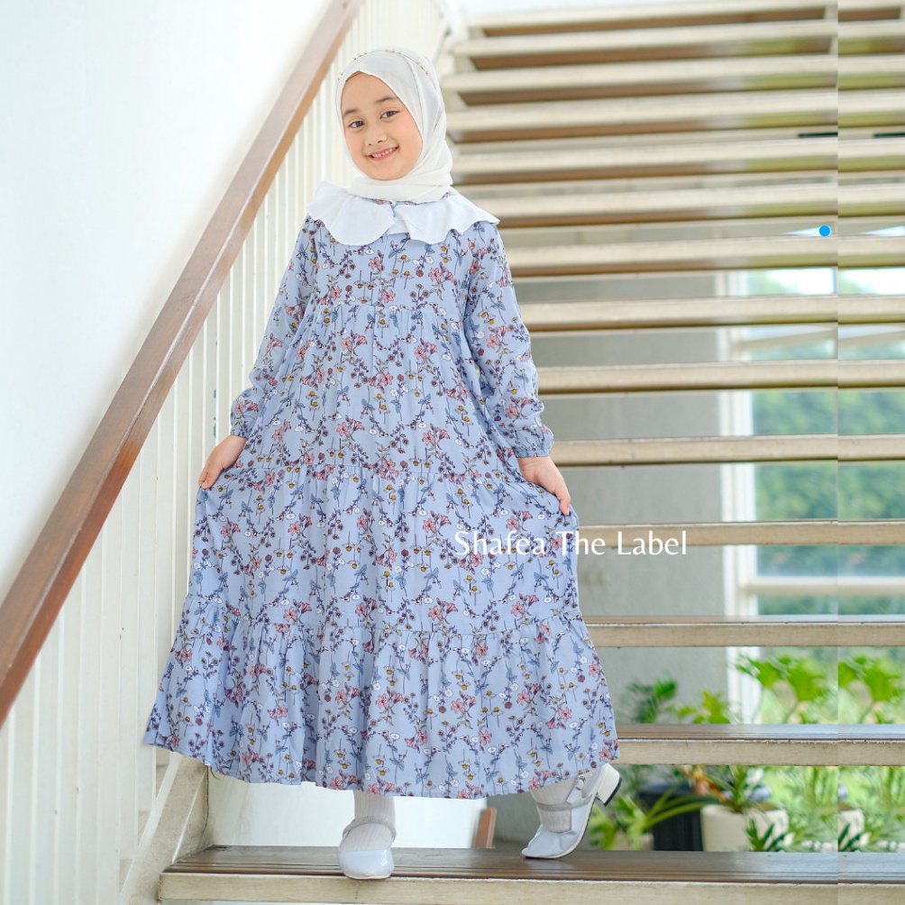 ART T44O Kezia Long Dress By Shafea The Label Gamis Anak Perempuan Motif Bahan Katun Rayon Viscose P