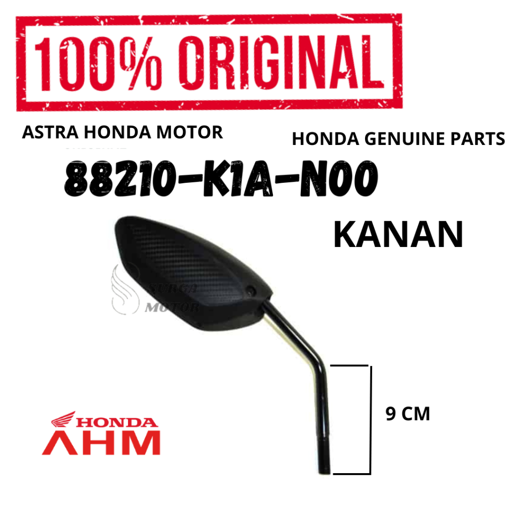 Kaca Spion Kanan BeAT deluxe K1A CBS Panjang Gagang 9 cm 2020 2021 2022 Mirror Comp Right Sepion Mot
