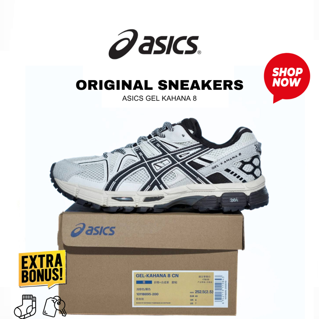 Sepatu Sneakers ASICS GEL KAHANA 8 BLACK WHITE ORIGINAL BNIB