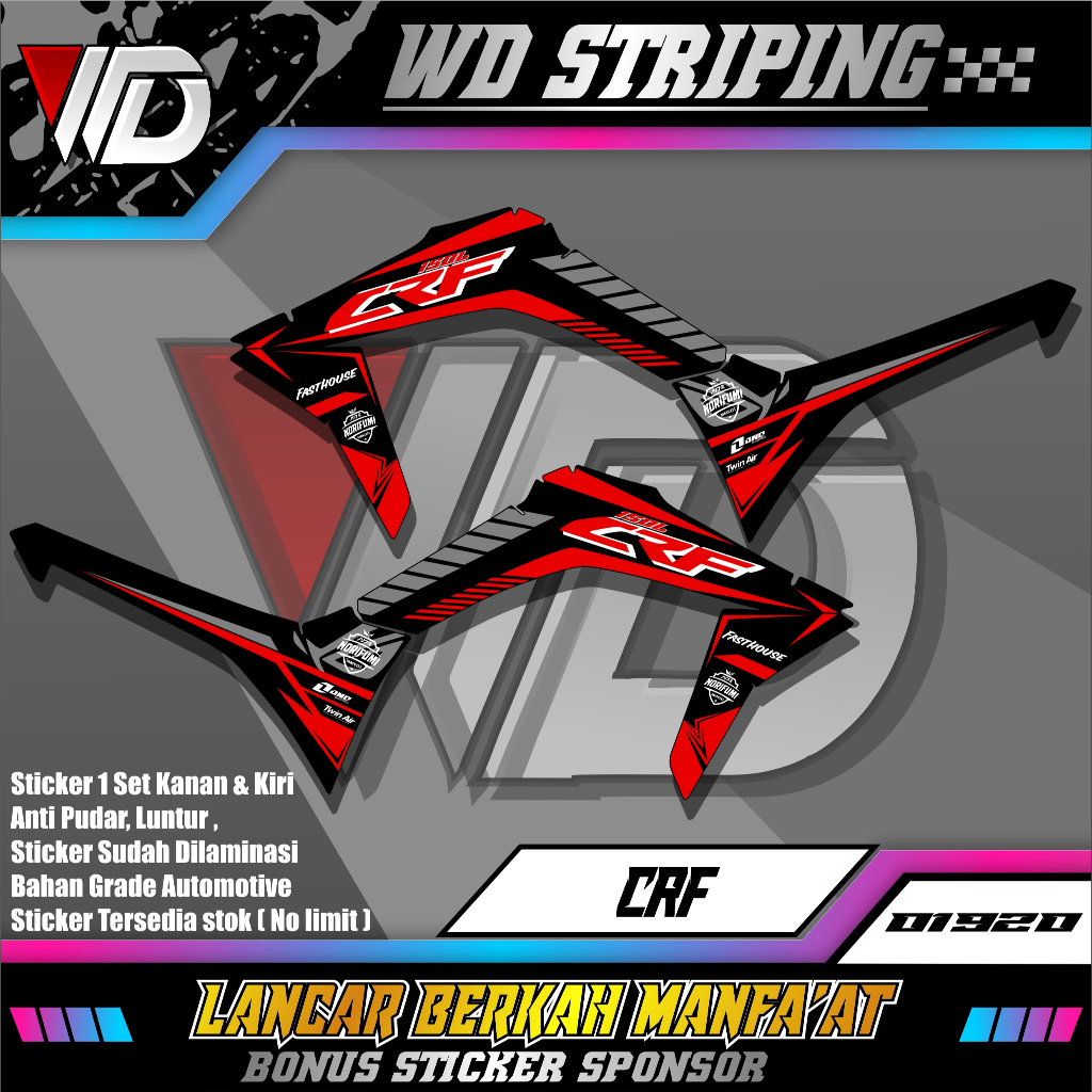 01920 Sticker striping sepeda motor crf motif supermoto keren