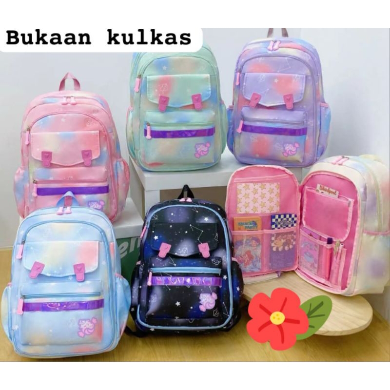 Tas Ransel Sekolah Wanita Model Kulkas / Tas Punggung Pelangi Import