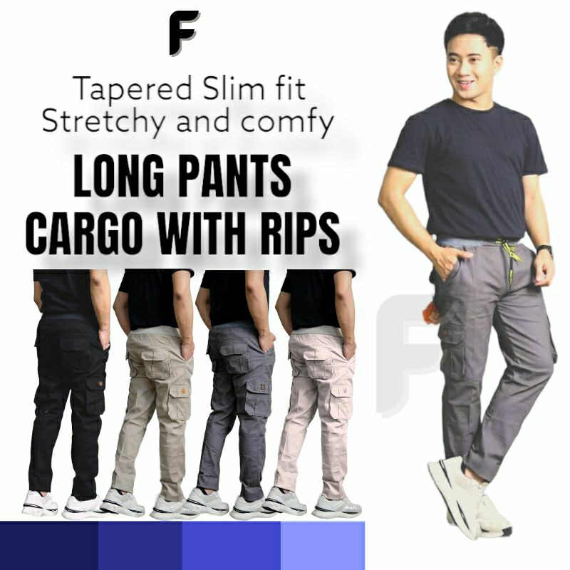 Celana Cargo Panjang Pria Pinggang Karet // Celana Kargo Panjang Pria // Celana Kargo Pria Pinggang 