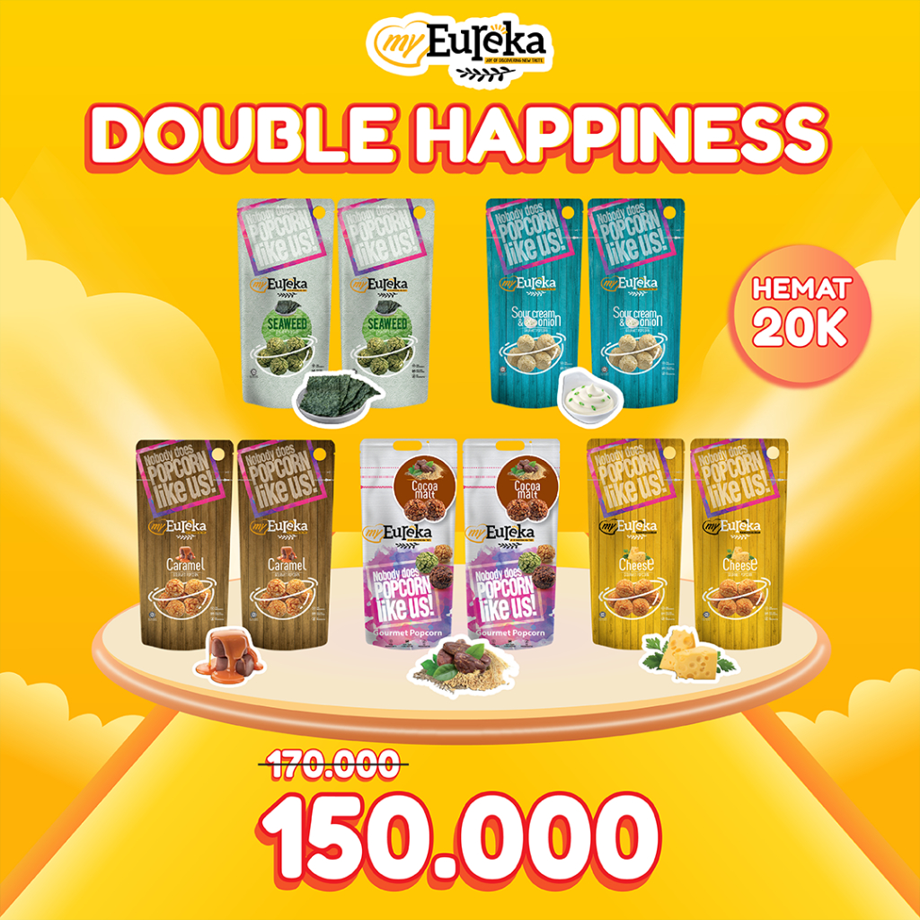 

Snack Cemilan Eureka Popcorn | Paket Double Happiness | Makanan Ringan Impor