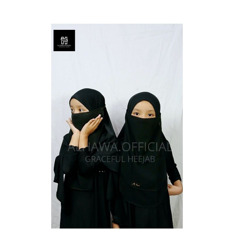 Cadar Tali Annisa 2 layer | Cadar tali anak | Niqob cadar anak