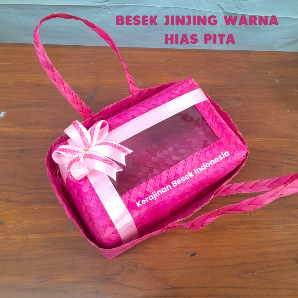 

SEPASANG BESEK JINJING DAN TANPA JINJING MPS WARNA Box anyam nasi mika murah hantaran hampers bambu