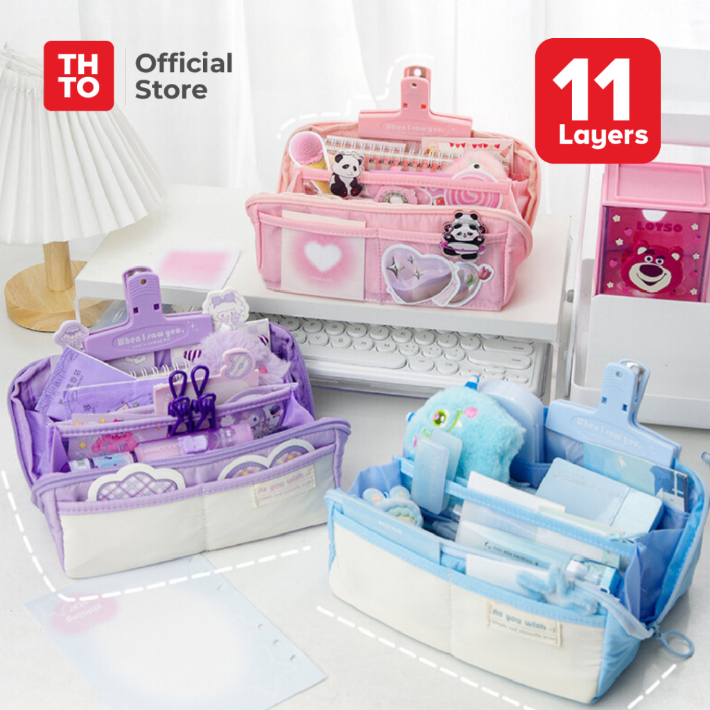 

THTO 11 Layer Tas Tempat Pensil Case Pouch Anak Sekolah Transparan Kapasitas Besar Stationery Kantor A077