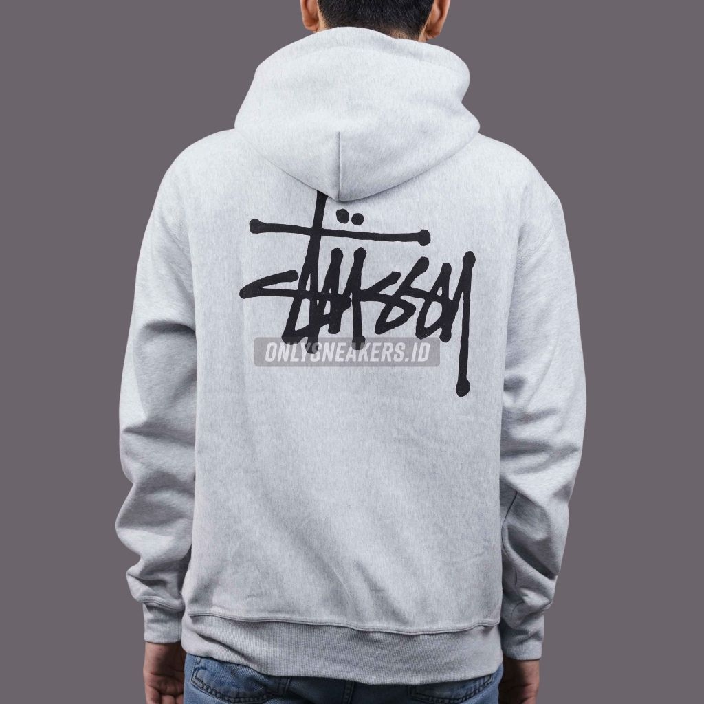 STUSSY BASIC STUSSY ASH HEATHER HOODIE