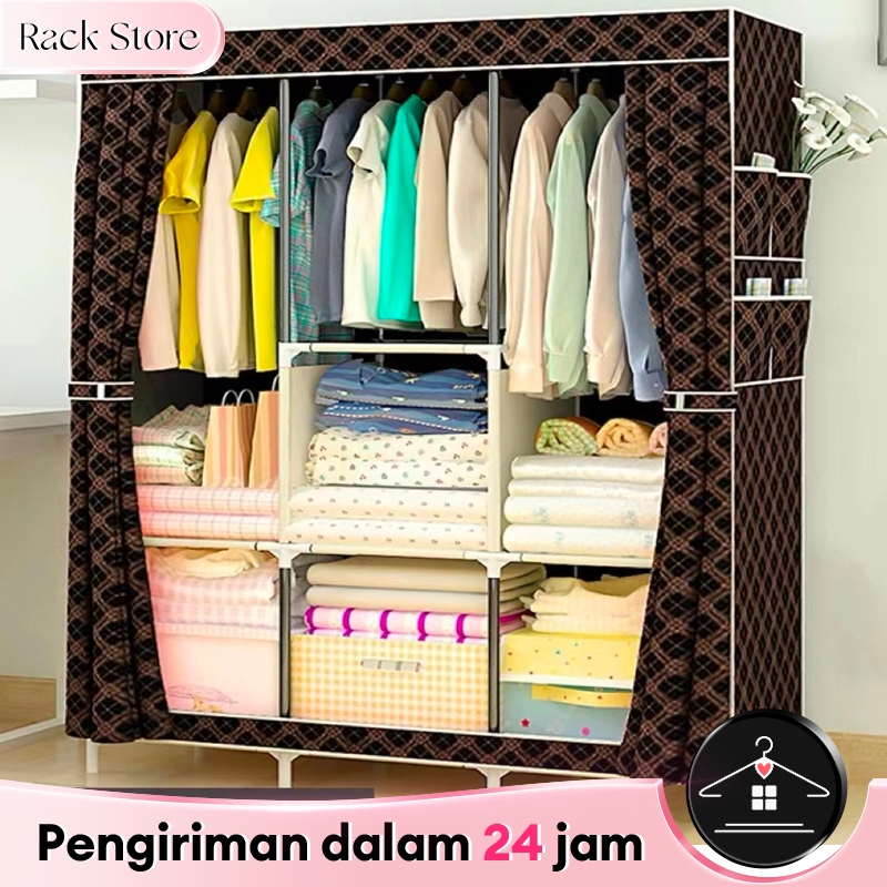 Lemari Pakaian Kain Serbaguna Anti Debu Lemari baju gantung Lemari Portable Pakaian