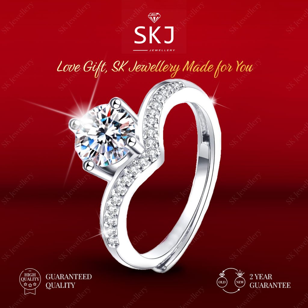 SK Jewellery - Garansi 2 Tahun  -  Cincin Couple Jewellery Tunangan 1 CaratPerhiasan Lapis Emas  18K