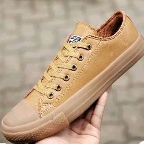 sepatu sneakers casual conver5e kulit cokelat low pria wanita ukuran 36 37 38 39 40 41 42 43 44 45