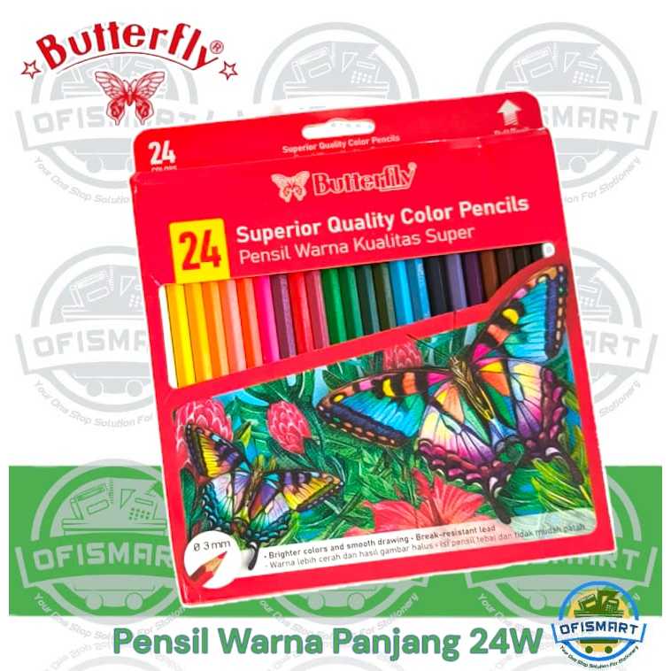 

Butterfly Pensil Warna Panjang 24 Warna Super Quality | @1Set