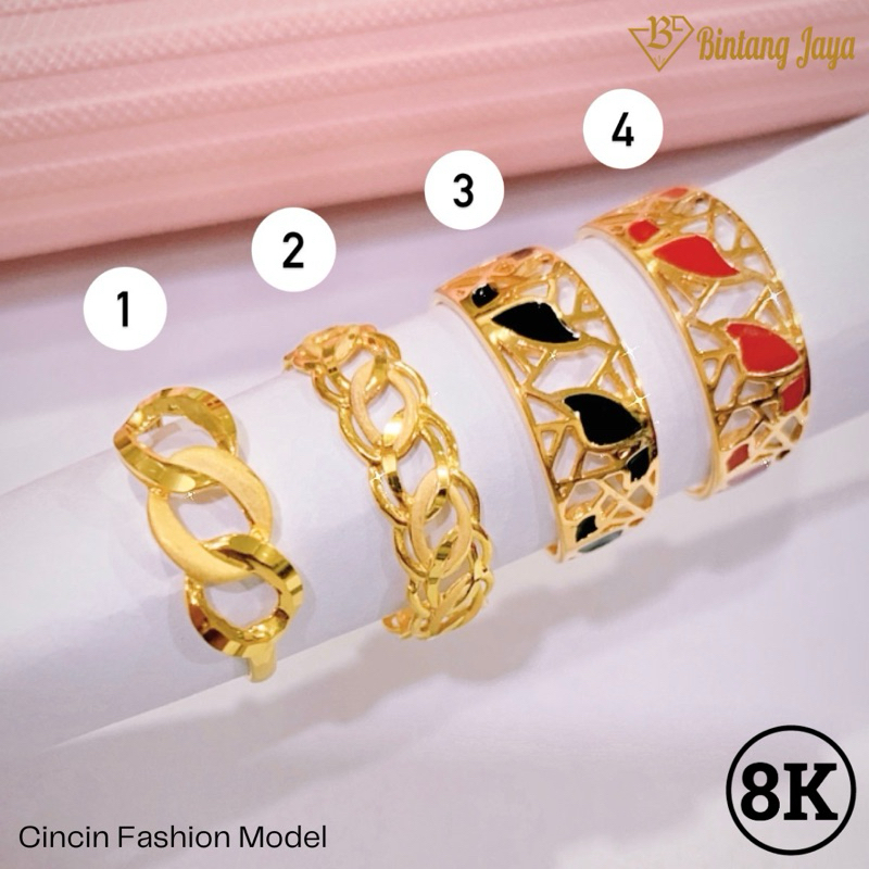 Cincin Set Fashion Aneka Model Rantai Sisik Naga - Yellowgold 8K