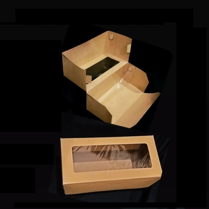 

(10 Pcs) Kotak Roll Cake Packaging Box Mika Bolu Gulung Dus Brownies Ultah Kemasan Roti Cookies 25x12x10 Cm