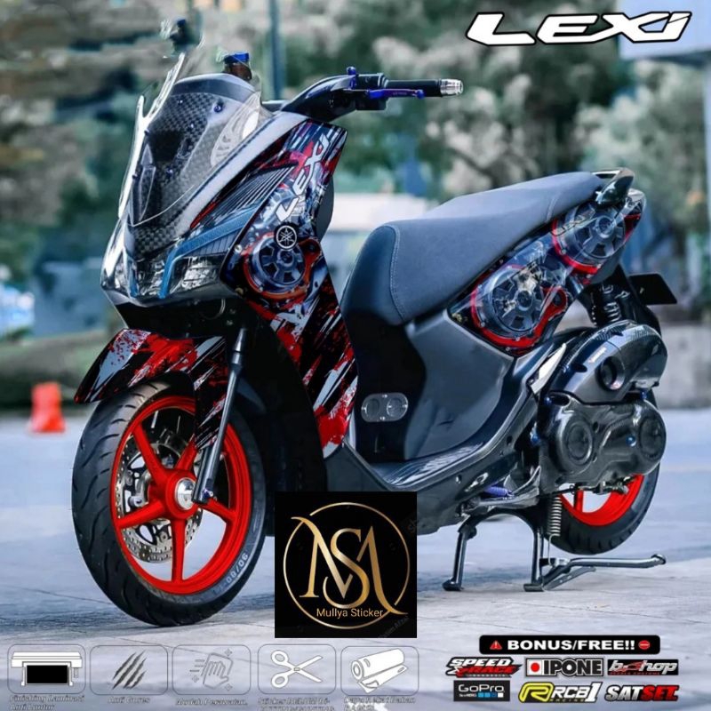 stiker decal motor Lexi 125 full body variasi motif jenset merah