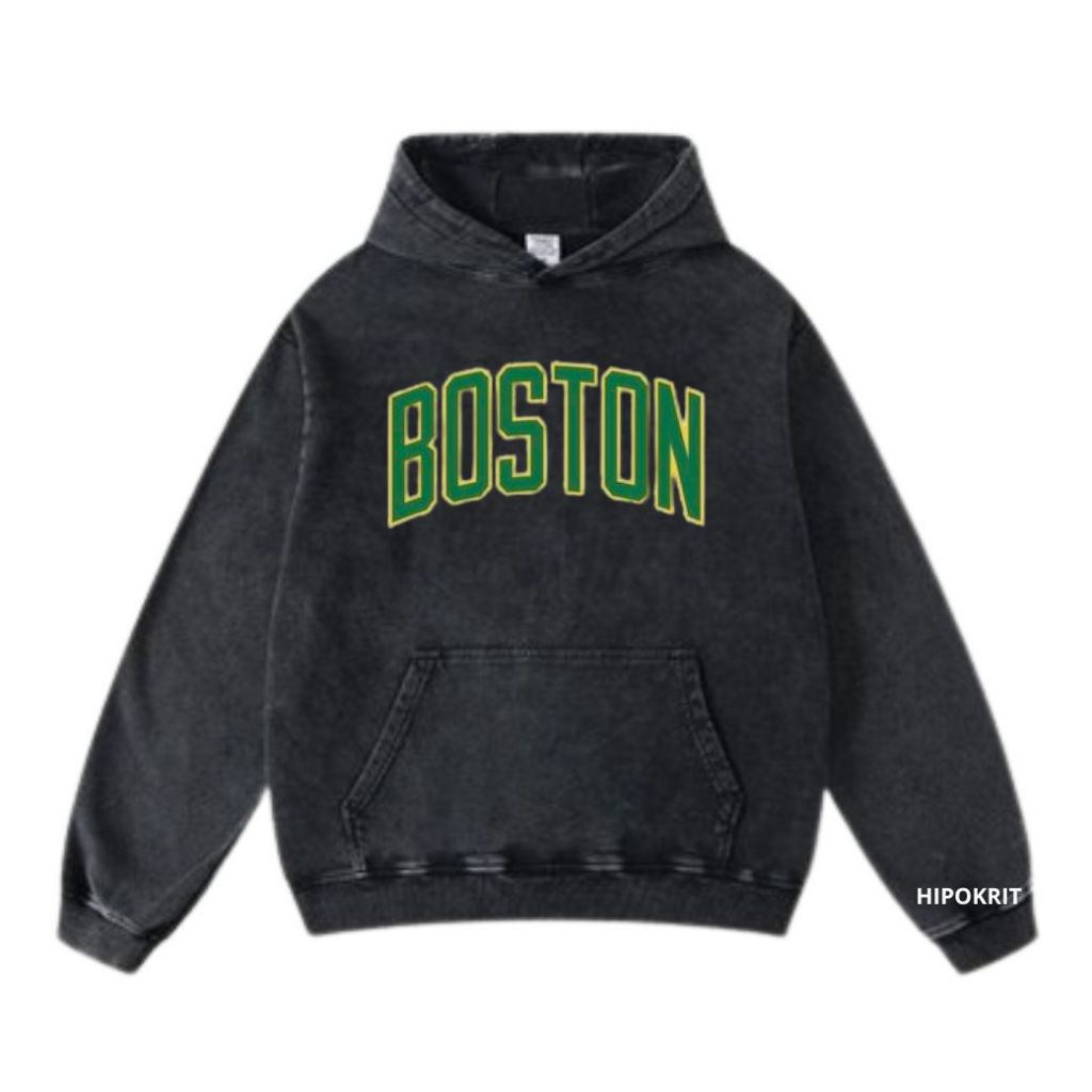 Sweater Hoodie Black Washing Boston
