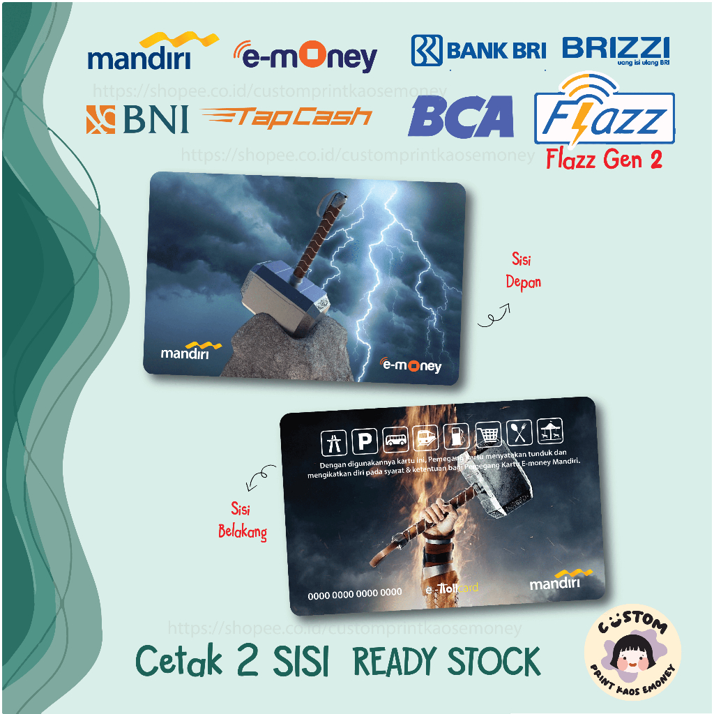 KARTU E MONEY E TOLL SUPERHERO PALU THOR SENJATA THOR AVENGERS MANDIRI EMONEY BNI TAPCASH BRI BRIZZI