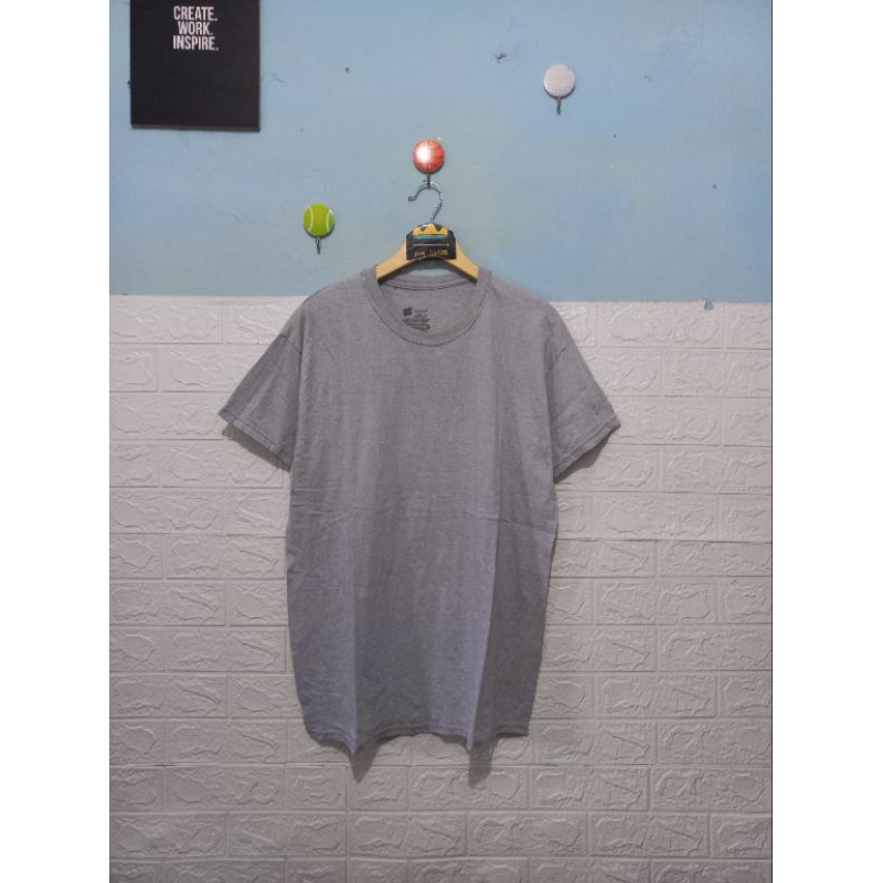T SHIRT HANES BEEFY KAOS BLANK ABU