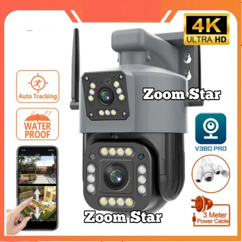 IP CAMERA CCTV OUTDOOR WIFI V380 DOUBLE LENSA 360° PTZ CAMERA DOUBLE LENSA