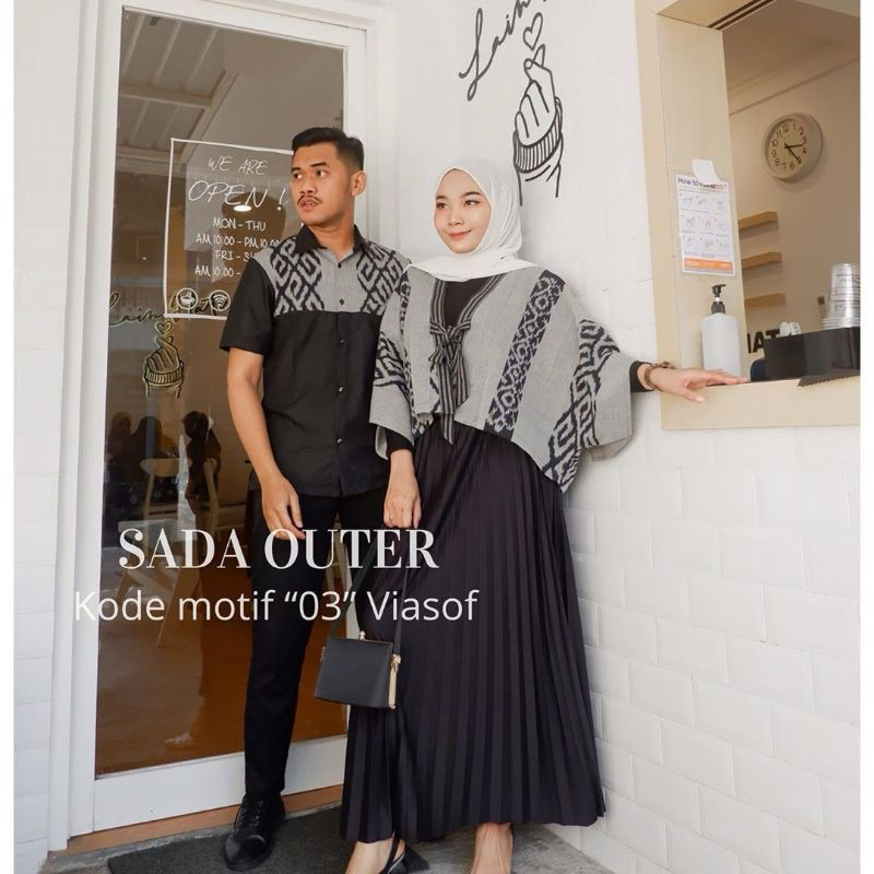 Couple Tenun Troso Toraja Grey - Kemeja Outer Wanita Kemeja kombinasi Toyobo