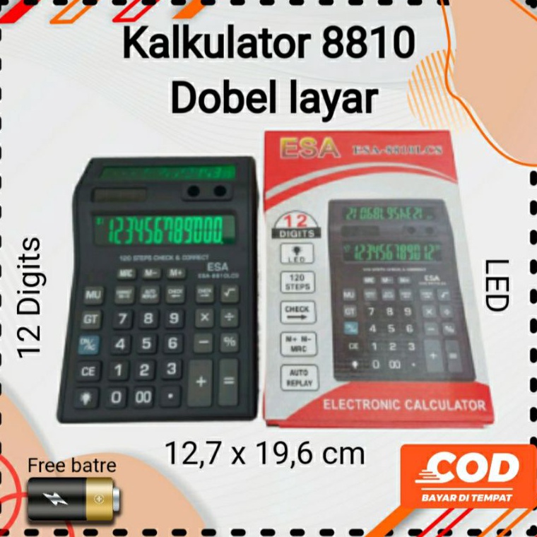 

Ramadan Sale Kalkulator Besar kasir Dua Layar LED Big Office Calculator Kantor Toko Dagang LCD Awet Free Baterai ART N6E1