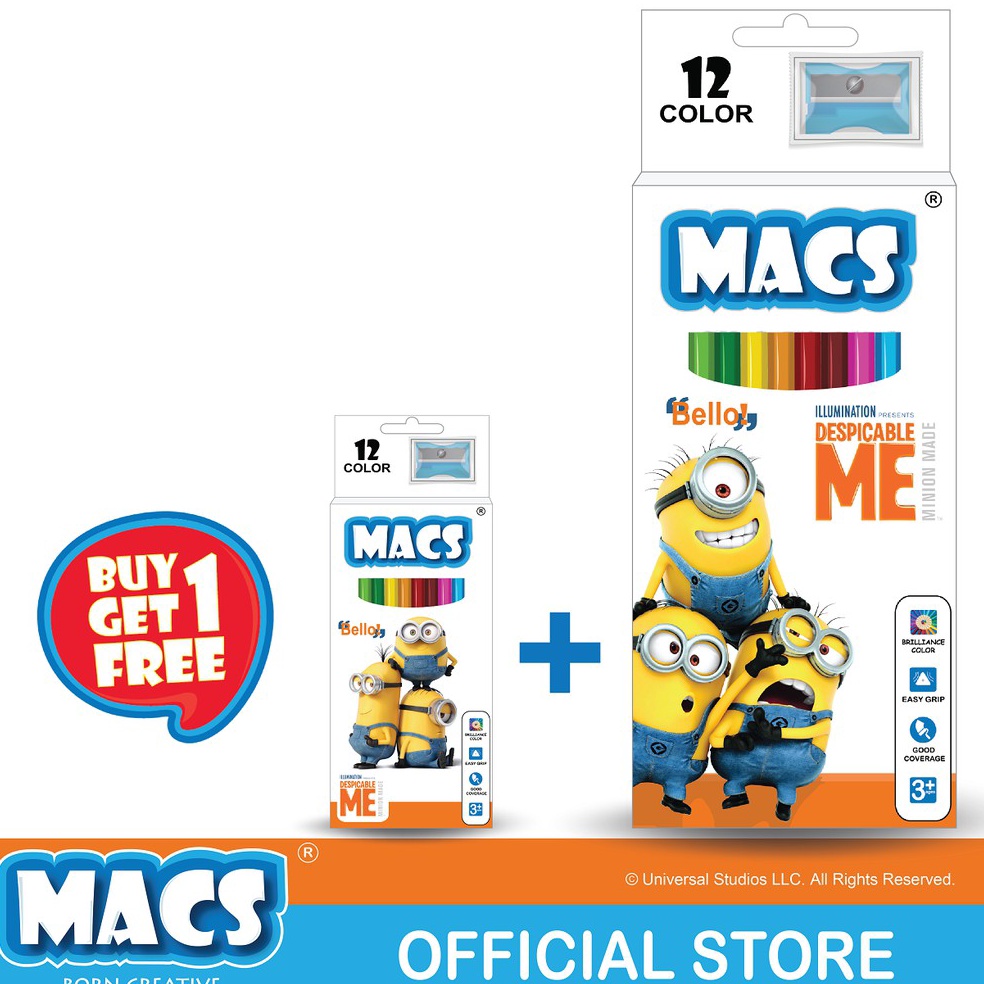 

Macs Coloring Pencils Despicable Me Minion 12 colors BUY 1 GET 1 FREE ART D3A7