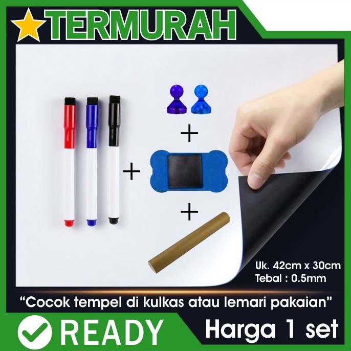 

papan tulis whiteboard magnet kulkas tempel magnetic lembaran lembar ART A8M1