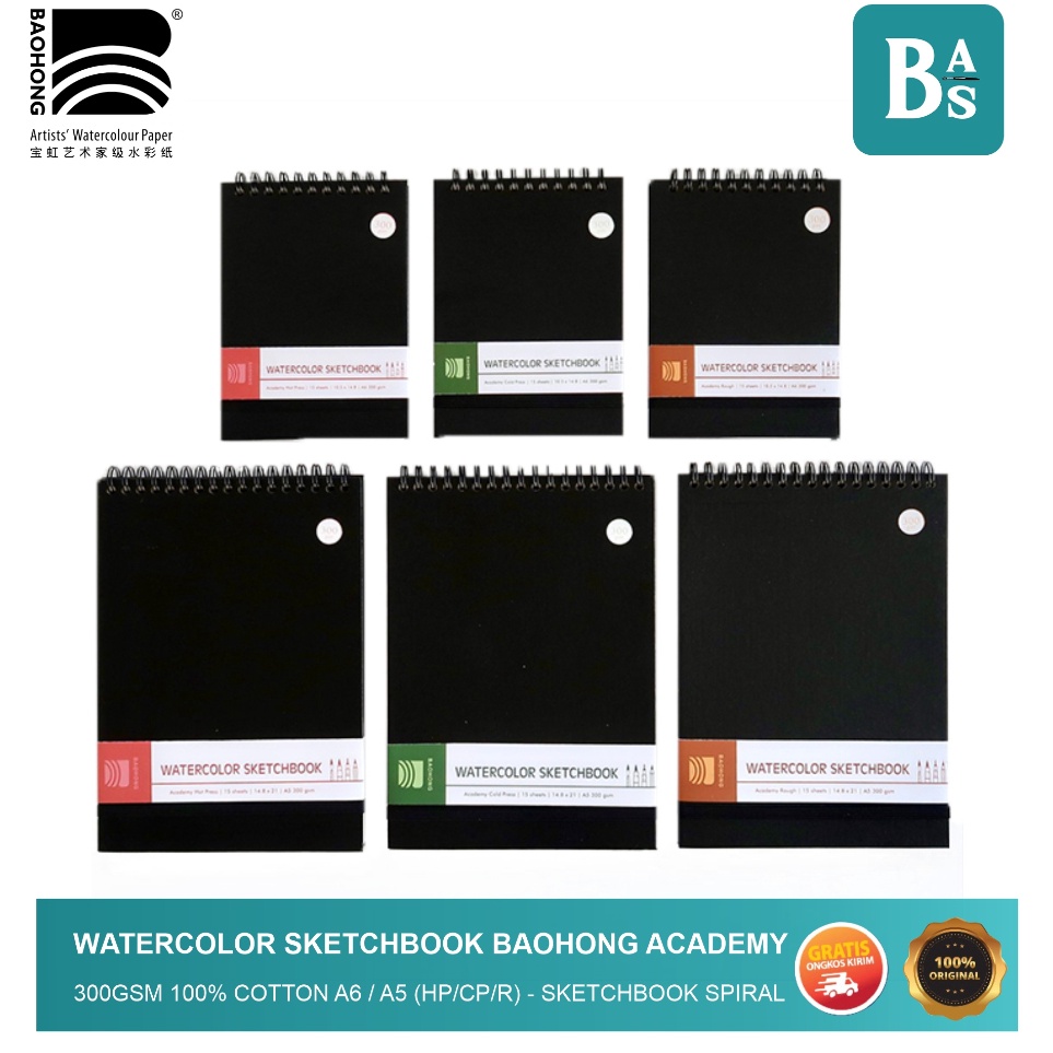

Watercolor Sketchbook Baohong Academy 3gsm 1 cotton A6 A5 HPCPR Sketchbook Spiral Buku Gambar Sketsa Buku Sketching ART U4D9