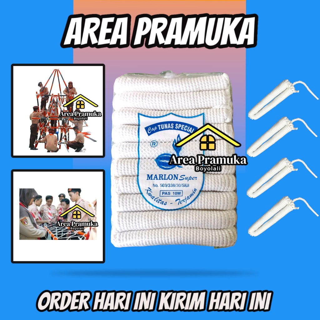 

Tali Pramuka marlon 5m/10m bijian / tali tambang pramuka ( bijian )
