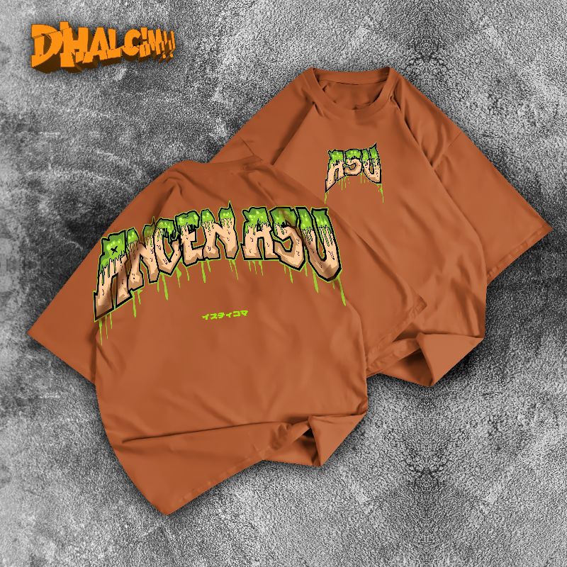 KAOS DISTRO ANCEN ASU WARNA COKLAT 100% COTTON 24S, KAOS DISTRO PANCEN ASU, KAOS ASU KABEH, KAOS ASU