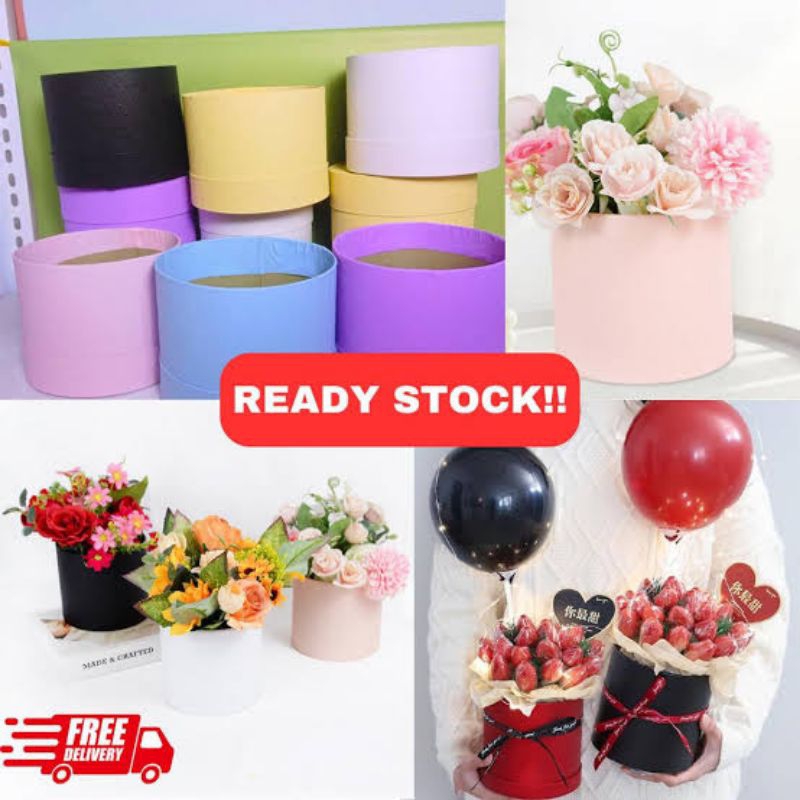 

BLOOM BOX BULAT/BOX KOTAK BUNGA/BOX BUCKET BULAT/Flower Box Blooming Box Gift Box