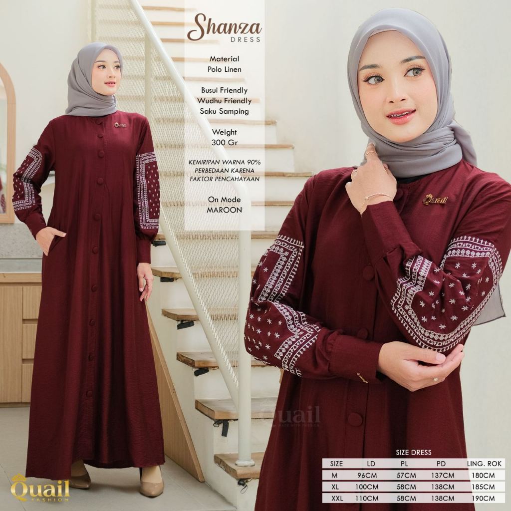 Quail Hijab - Shanza Dress Bordir Gamis Premium Butik | Baju Kondangan-6