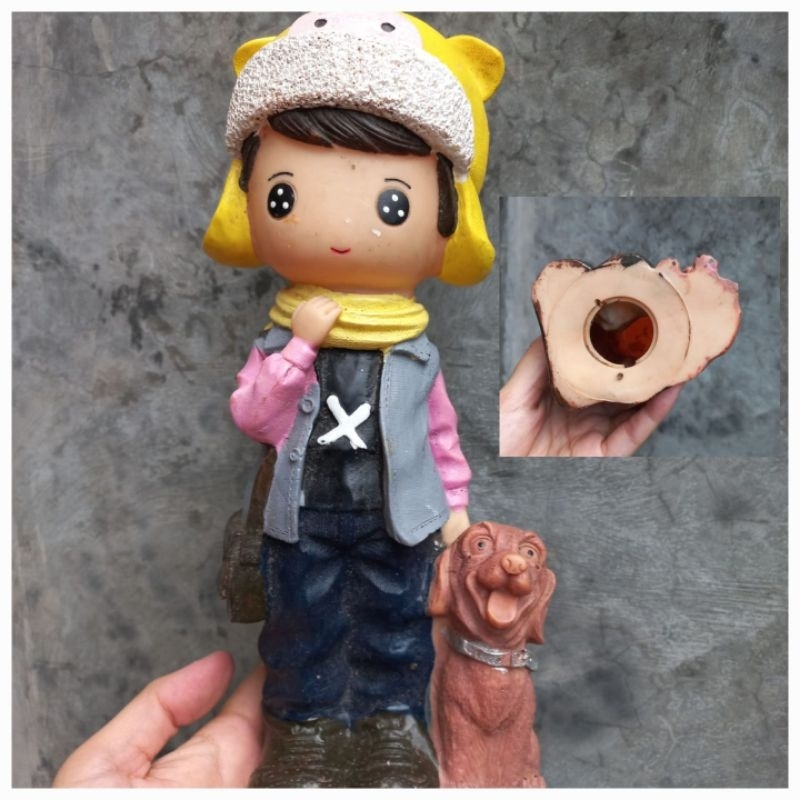Coin bank celengan Cute Boy with dog coin bank