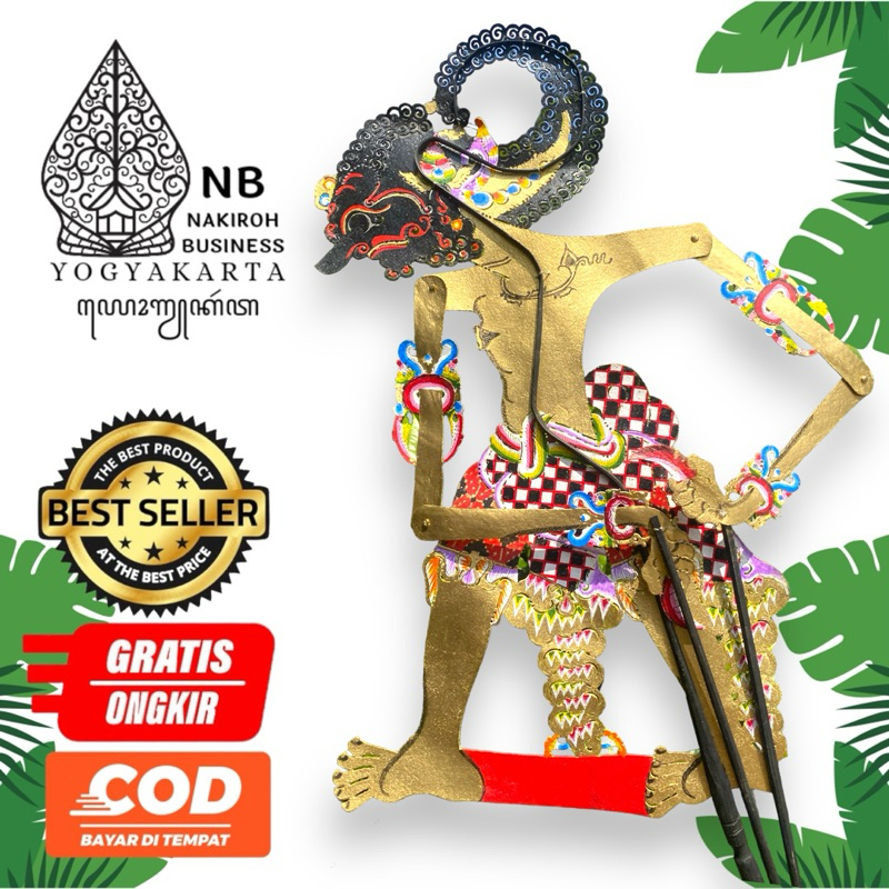 Wayang Kulit WERKUDARA BIMA Alusan -+60cm Wayang Bahan Kulit Sapi Asli