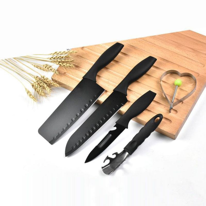 LT Pisau Set Buck I 5in1 Black Kitchen Knife