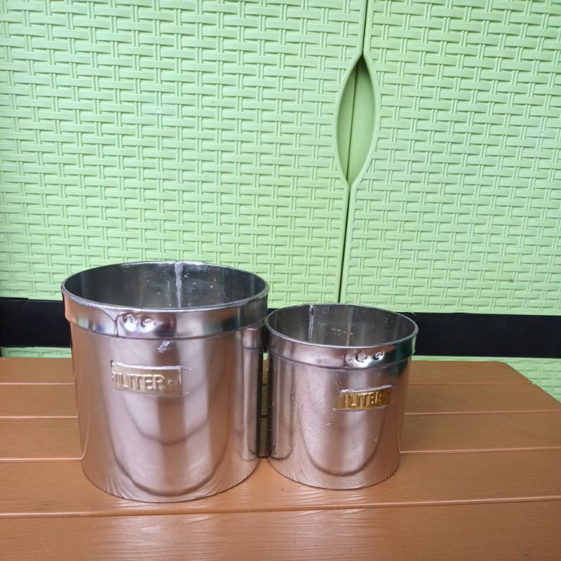 Literan Beras Takaran Beras Ukuran 2 liter, 1 Liter & 1/2 Liter Stainless Steel