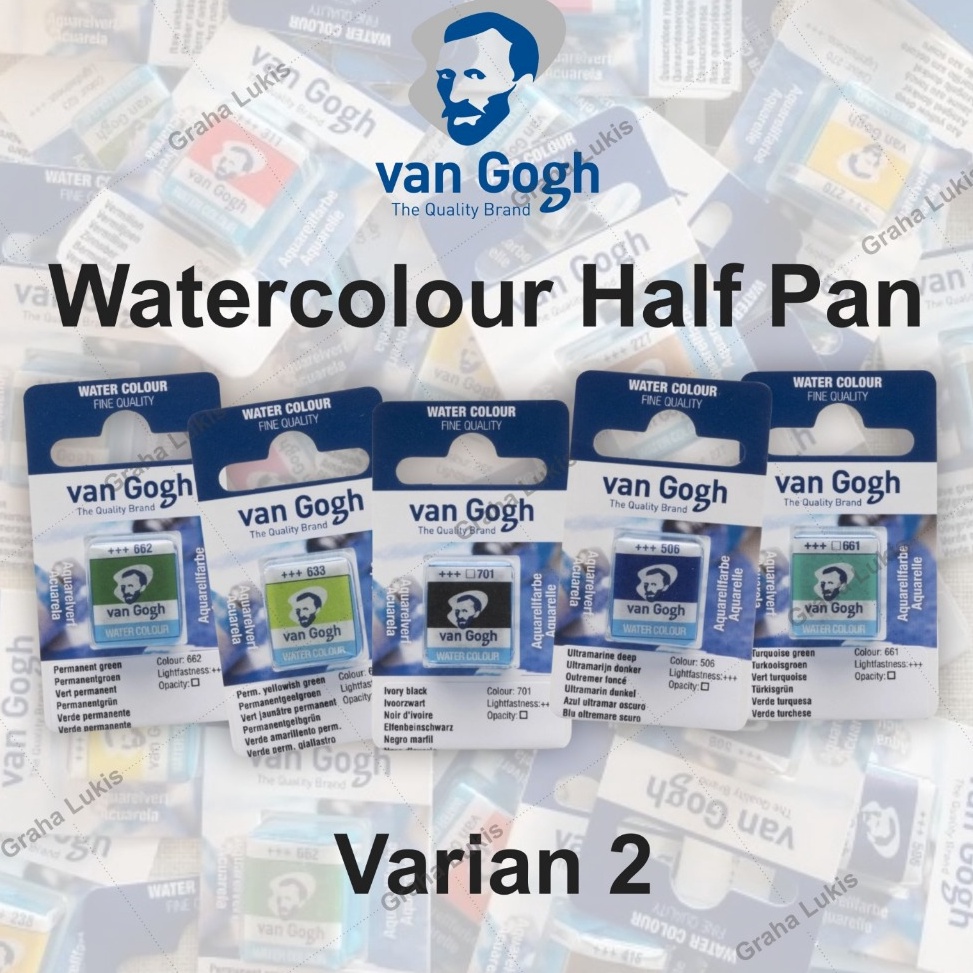 

Van Gogh Watercolour Half Pan Satuan Varian 2 Blue Green Black ART W9Z8