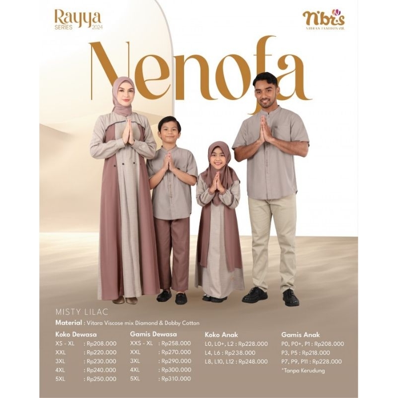 TERBARU RAYYA SERIES NENOFA  MISTIY LILAC// SARIMBIT COUPLE // COUPLE KELUARGA