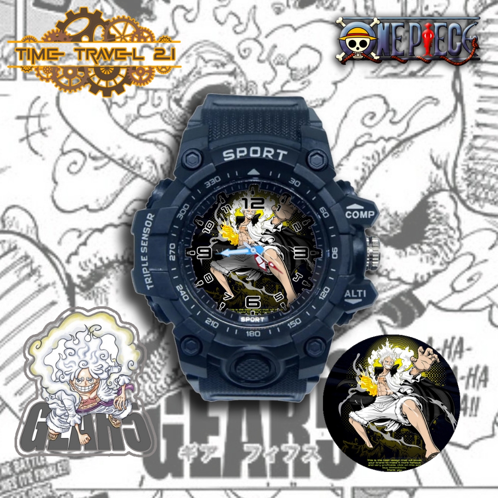 Jam Tangan Anak ONE PIECE LUFFY GEAR 5 Strap Ruber Sporty Anti Air /Jam Tangan Sport 01X7SP05